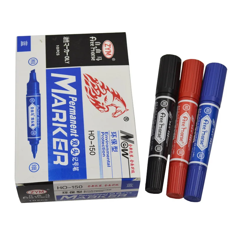 Free Horse Double-headed Pen Marking Pen Three-Color Selectable Box Marker Clear Dry Mark Pen 02020204