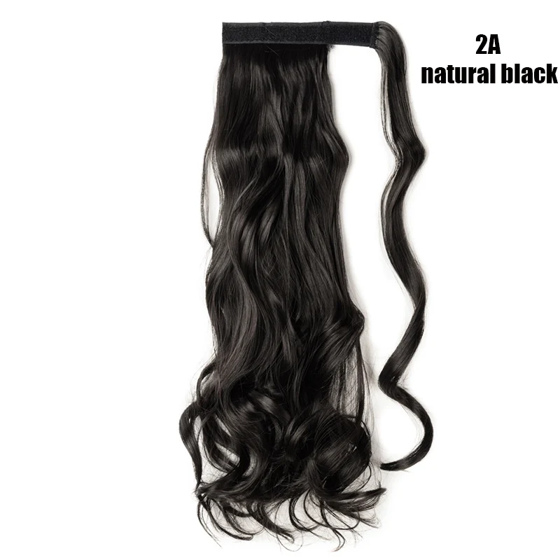natural black S-noilite, волнистый хвост, шнурок, конский хвост, зажим для наращивания волос, синтетический шиньон с заколками, искусственные волосы для женщин - Цвет: natural black