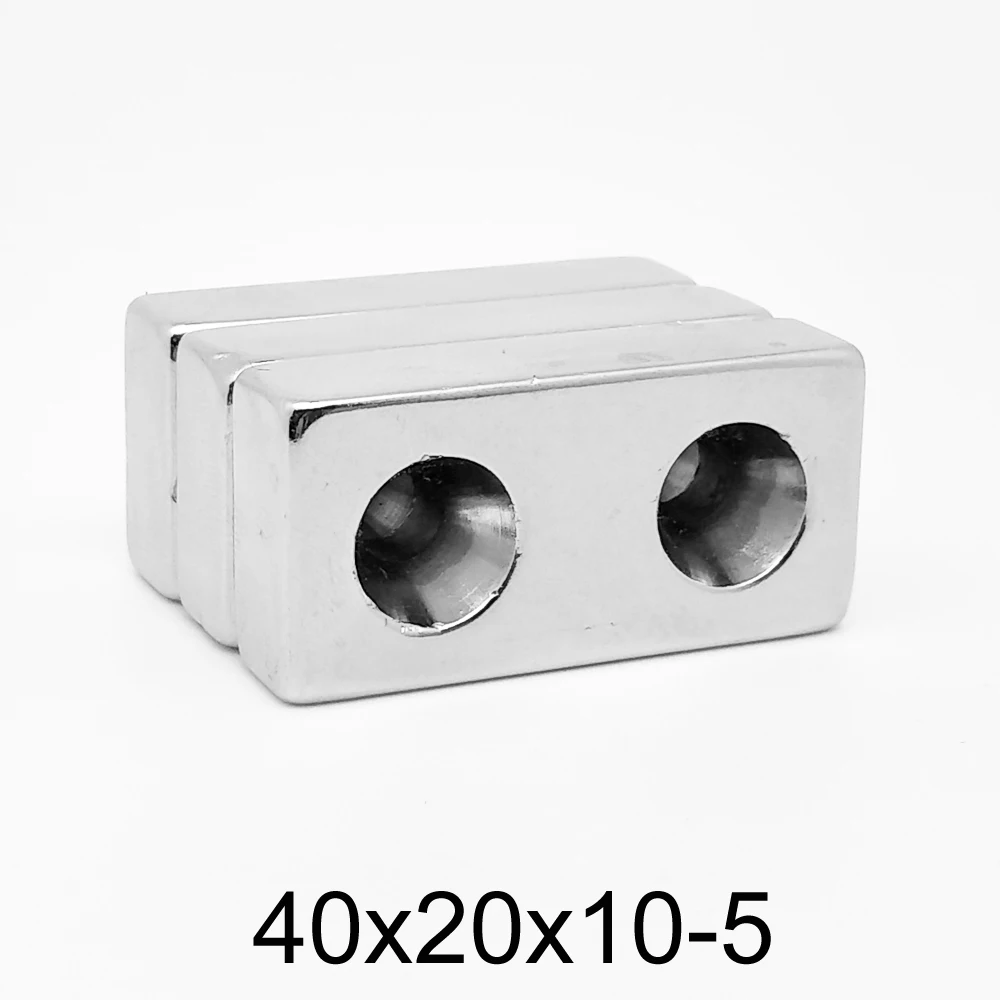 1/2/3/5 шт. блок толщиной 40x20x10-5 мм мощные магнитные отверстия 5 Перманентная