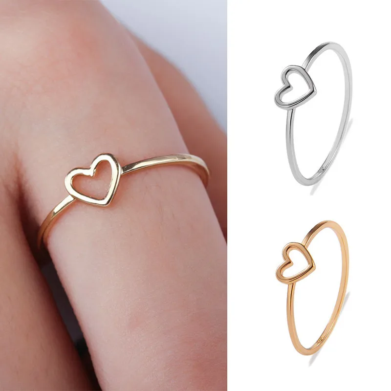 Кольцо с сердцем увелирные украшения темперамент Медь изысканные простые