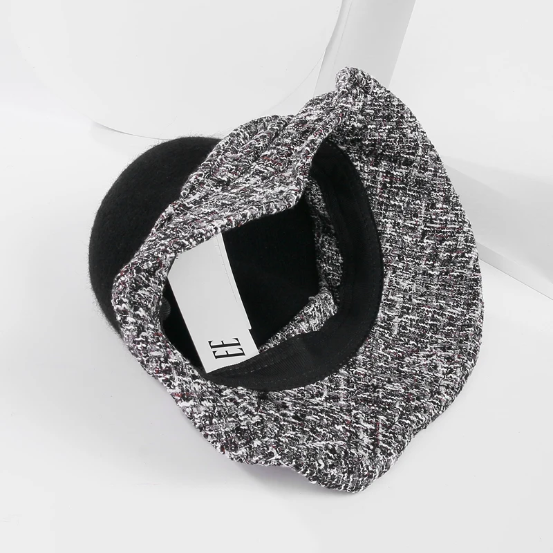 H763 женская шляпа Fedoras, Женская Высококачественная модная теплая Толстая шерстяная Складная Кепка, женская уличная Кепка для покупок, путешествий, церкви, Повседневная Кепка s