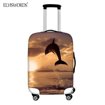 

ELVISWORDS Dolphin 3D Printing Luggage Cover For 18-32 Inch Thick Zipper Dustproof Suitcase Protective Covers Travel Accessories