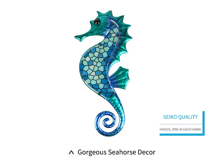 Garden Decor Metal Seahorse of Wall Decor with Glass for Garden Decoration Animales Jardin Miniature Statues and Sculpture