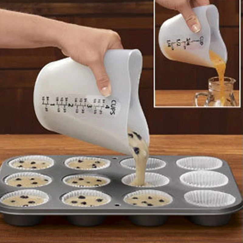HW силиконовые мерные стаканчики в форме сердца уплотненные мягкие Ovenproof гибкие стаканчики для выпечки тортов измерительные инструменты