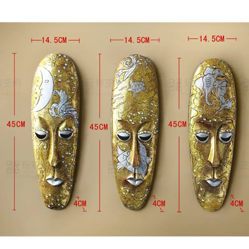African Exotic Fantastic People Face Mask Wall Hanging European Style Sitting Room TV Wall Decoration Bar Artistic Mask R3360