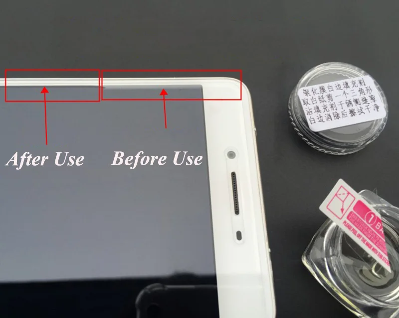 100 шт./лот закалённое стекло с белыми краями жидкость кисточкой для iPhone huawei защита