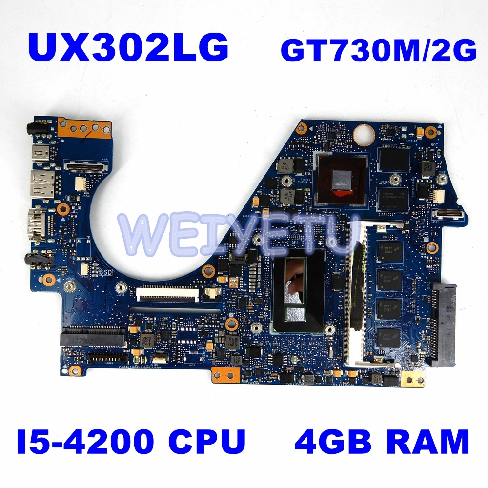  UX302LG Motherboard 4GB RAM I5-4200CPU GT730M/2G For ASUS UX302 UX302L UX302LG Laptop Motherboard U