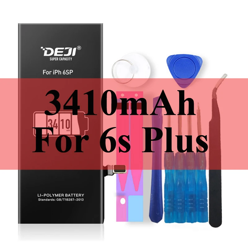 Deji Аккумулятор для Apple iPhone 5S SE 6 6s 7 4s 5 8 X SE 6Plus 6sPlus 8Plus Plus iPhone7 1430mAh-3410mAh сменный литий-полимерный батарея+бесплатный инструмент для Apple iPhone 5s SE 6 6s 7 Мобильный телефон батарея - Цвет: 3410mAh For 6s Plus