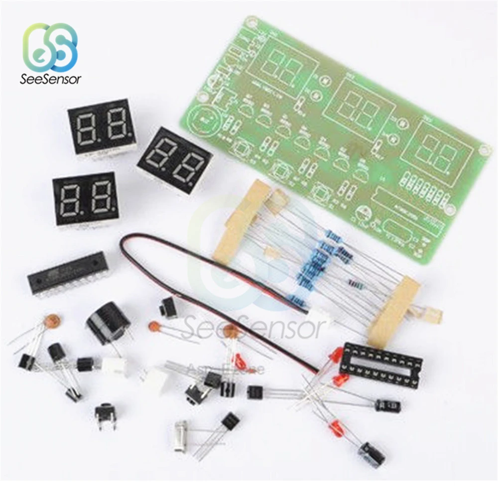 Digital Clock Kits DIY Kits C51 Electronic Clock Digital Tube LED Display Suite Electronic Module Parts and Components DC 7-12V