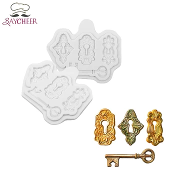 

BAYCHEER Silicone Fondant Mold Retro Keys Sugar Craft Mold DIY Chocolate Mold for Cake Decoration Kitchenware Baking Tool