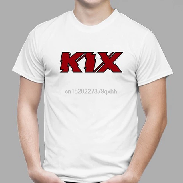 New KIX Logo Glam Rock Band Legend Mens White T-Shirt Size S to 3XL