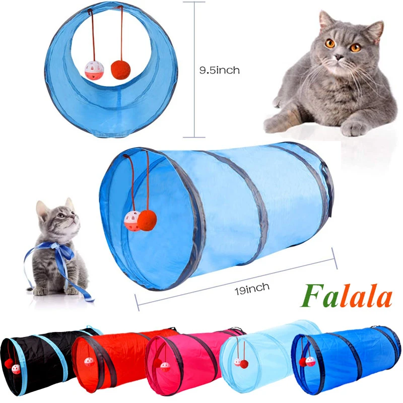 Cat Tunnel Toy Funny Pet 2 Holes Play Tubes Balls Collapsible Crinkle Kitten Toys Puppy Ferrets Rabbit Play Dog Channel Tubes