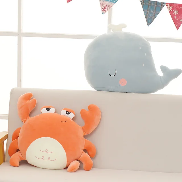 Kawaii Crab Lion Whale Goose Plush Toys Animals Doll Pillow Cushion Baby Kids Room Decoration Children Girls Birthday Gifts 3