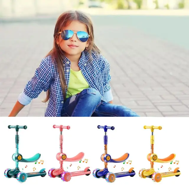 Children's Kick Scooter Folding Skateboard Kids Adjustable Height Flashing Light 3 Wheels Foot Scooters Boy Girl Scooter Gifts 2