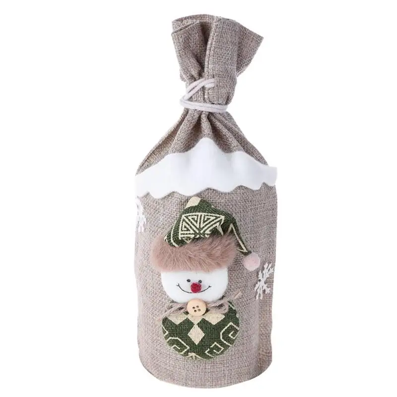 Festive Plush Snowmen Wine Bottle Cover Bag Banquet Christmas - Цвет: Show