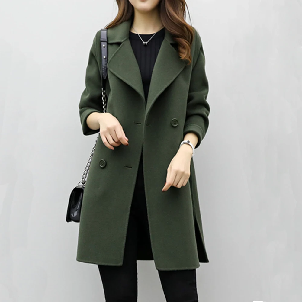 

Clearance Fall Winter Long Wool Coat Women Warmness XXL Elegant Black Woolen Outwear 2019 Minimalist Korean Fashion Overcoat Top