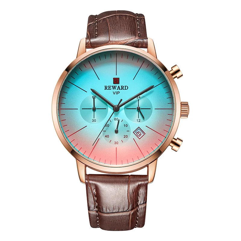 Мужские часы Топ люксовый бренд хронограф кварцевые часы для мужчин нержавеющая сталь бизнес наручные часы водонепроницаемые аналоговые Мужские часы - Цвет: Leather Brown