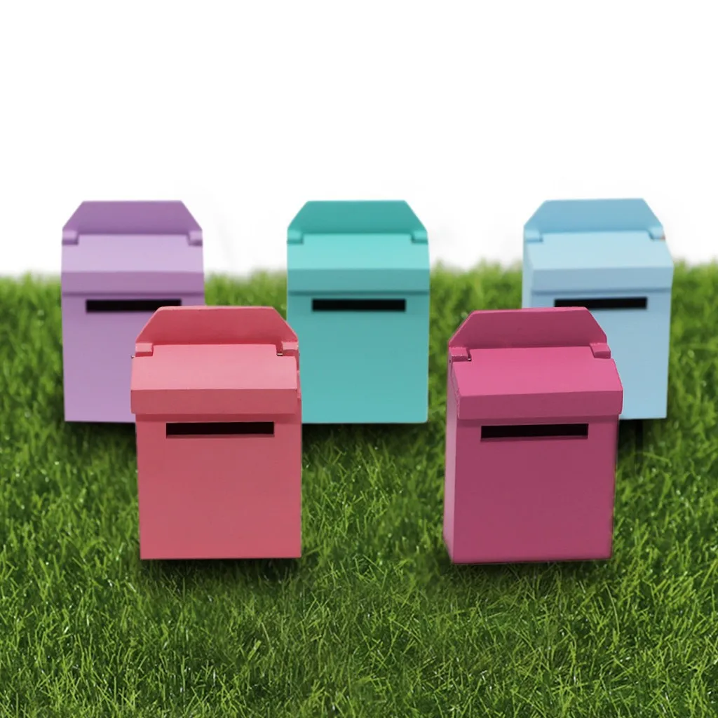 

Miniature Wooden Furniture Colorful Outside Postbox Mailbox For 1:12 Dollhouse Decoration Miniature Dolls Simulation Home Toy#FS