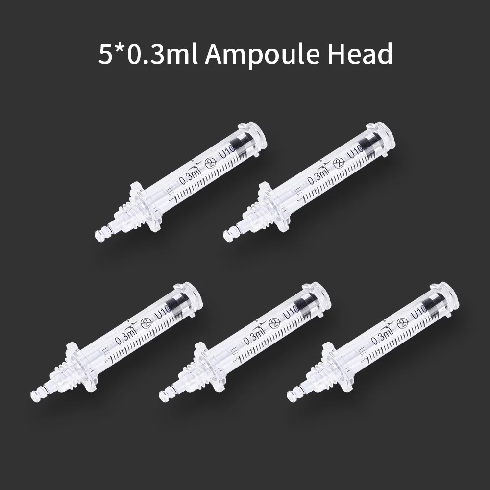 5pcs Ampoule Head 0,3 мл одноразовая Стерильная головка ампула для гиалуроновой ручки гиалурон пневматический распылитель удаления морщин шприц для воды - Номер модели: 5pcs Ampoule Head