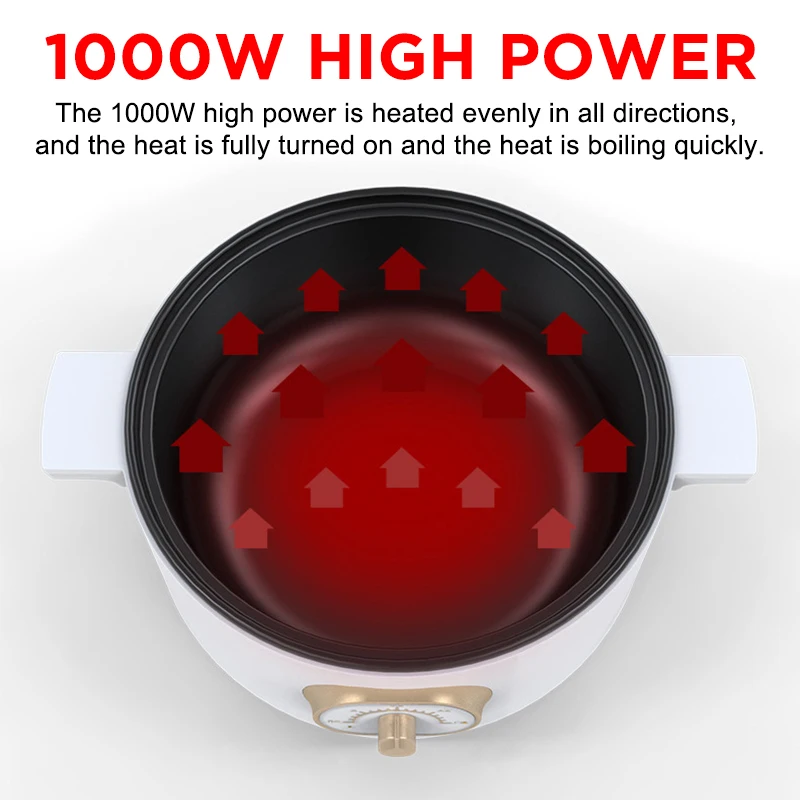 CILANDAR Travel School Home Multi-function Electric Cooker 3L fried steak hot pot seafood fried rice porridge soup 1000W electric cooker