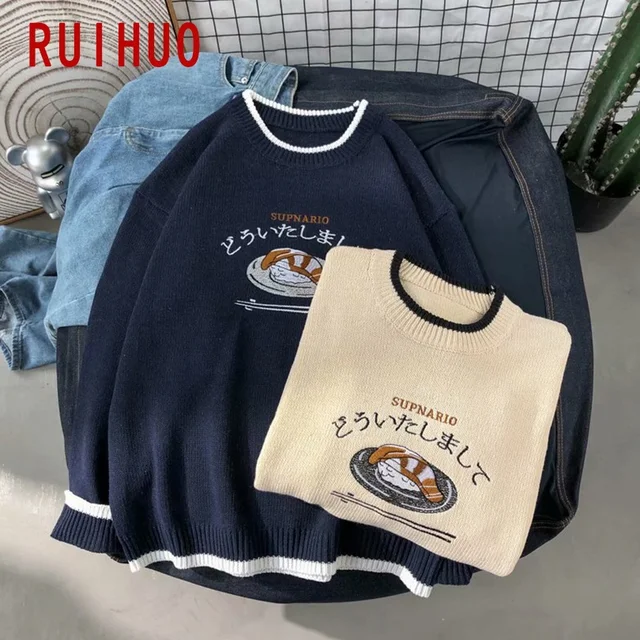 RUIHUO Harajuku Knitted Sweater Men Clothing Winter Pullover Men Sweater Fashion Harajuku Clothes Hip Hop 2XL 2022 New Arrivals 6