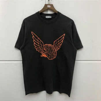 

2020ss Washed Do Old T Shirt Men Women Summer Style Big wings icon Hight Quality T-shirt