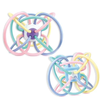 

1pcs Baby Toy 0-1 Year Old Neonatal Teether Ball Infant Soft Rubber Hand Catching Ball Baby Care Molar Bracket Toy