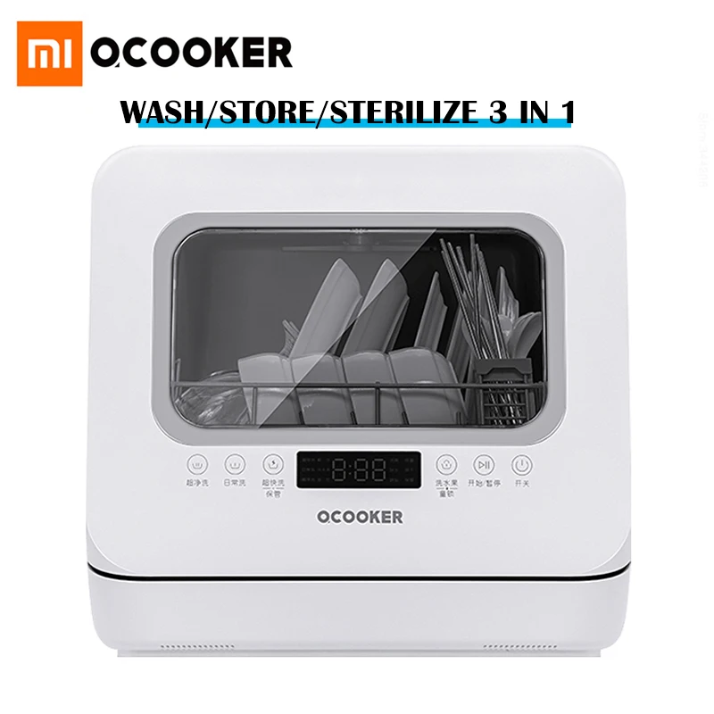 

Xiaomi OCOOKER Desktop Dishwasher 5 Modes Tabletop Fully Automatic Intelligent Sterilization Brush Bowl Machine Cupboard Washer