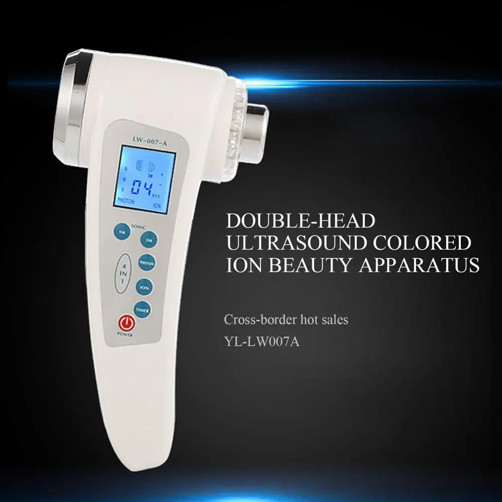 

New Home Small and portable Seven kinds of color light output Double-Head Ultrasound Ion Import Export Beauty Instrument