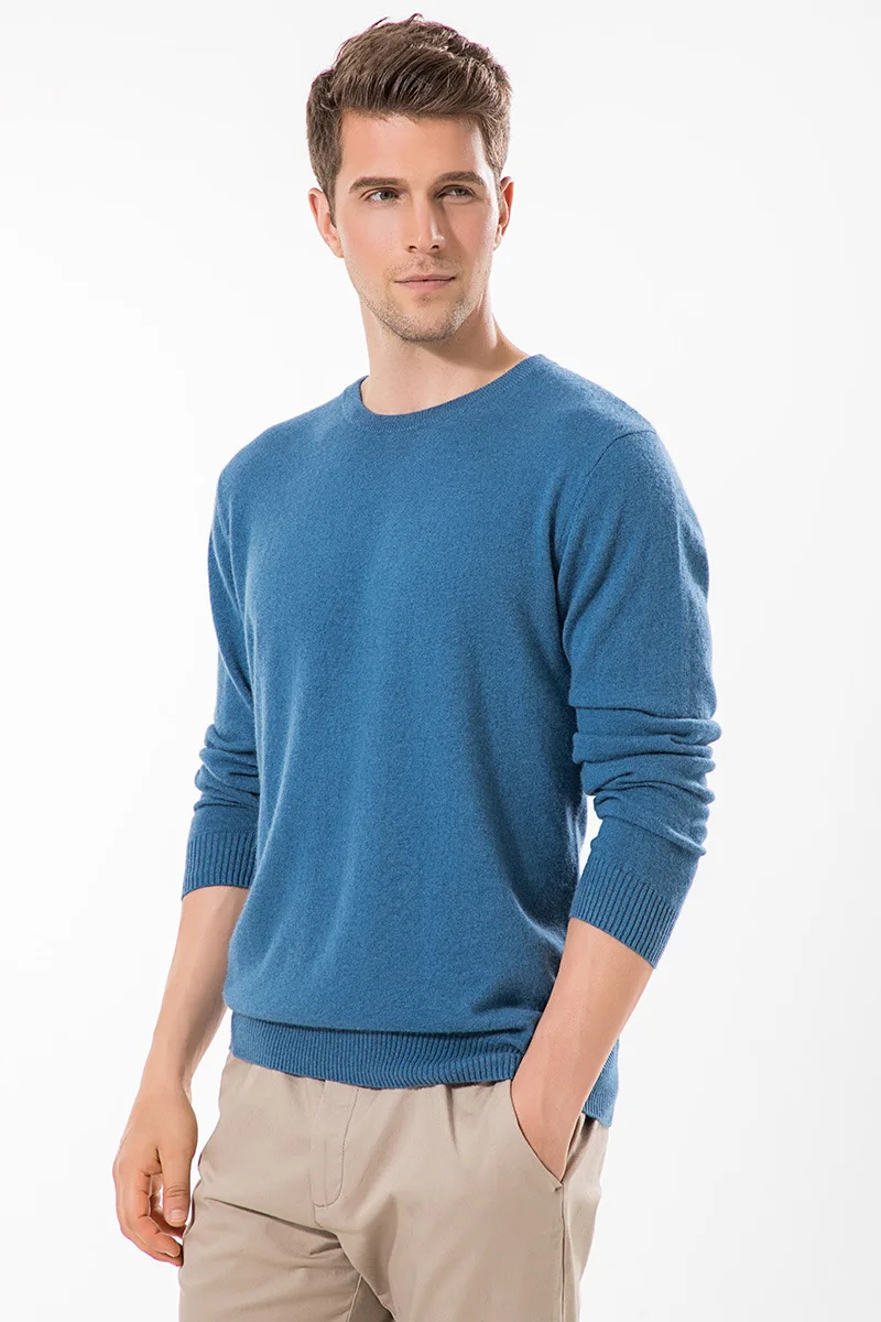 

2019 Autumn And Winter New Style Men Low round Neck Cashmere Sweater Pullover Knitting Shirt Base Shirt Business Casual Sweater