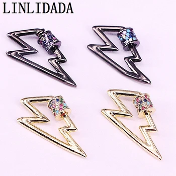 

8Pcs, 14*27mm Lightning shape cz clasp charm,cubic zirconia micro pave charm clasp,fashion cz jewelry component