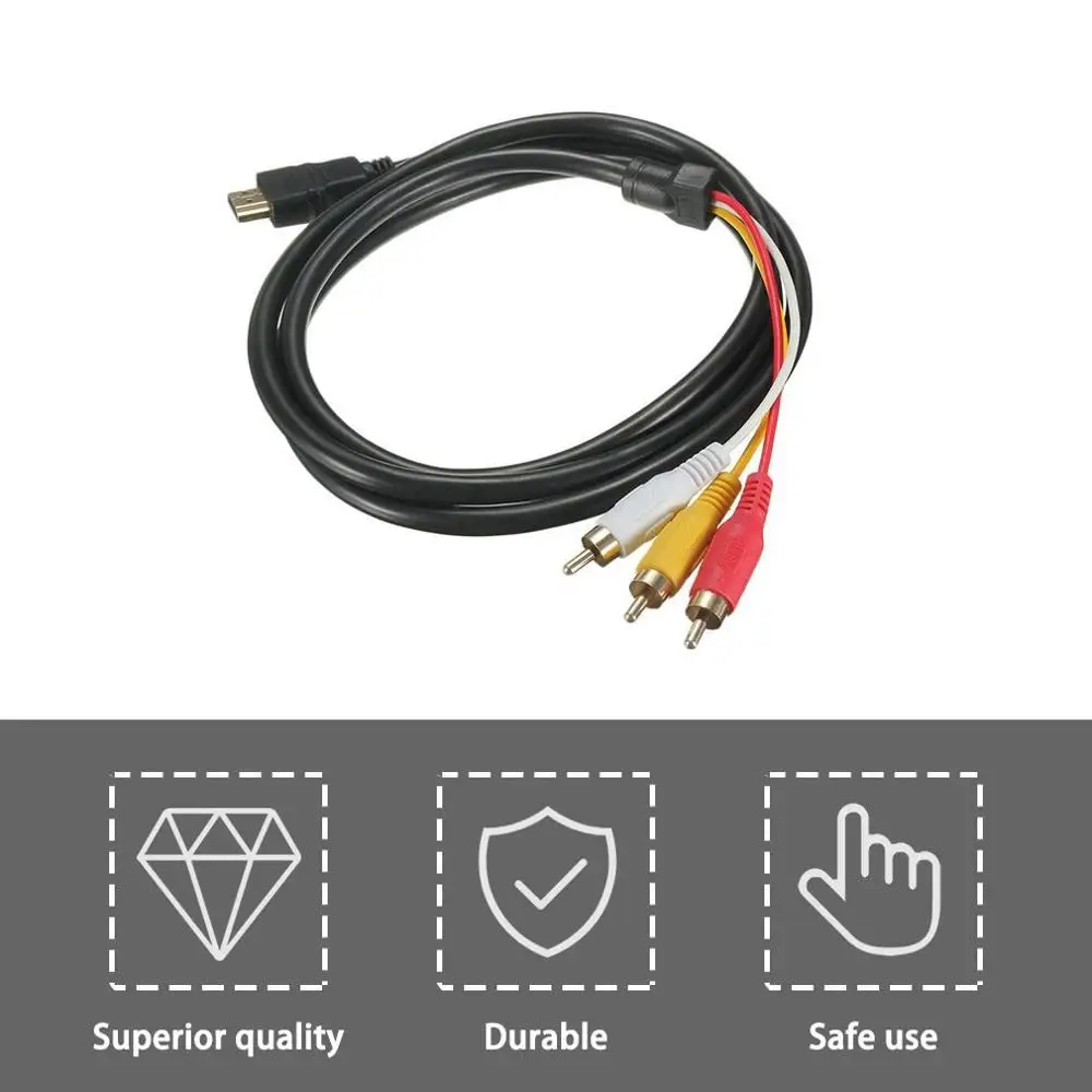 Позолоченные разъемы 5 футов 1 м 1080P HDTV HDMI штекер на 3 RCA аудио видео av кабель