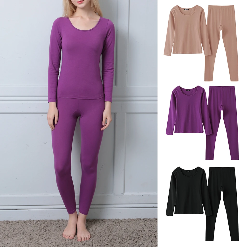 Для женщин комплекты термобелья Long Johns база Слои Топ и штаны 2 предмета в