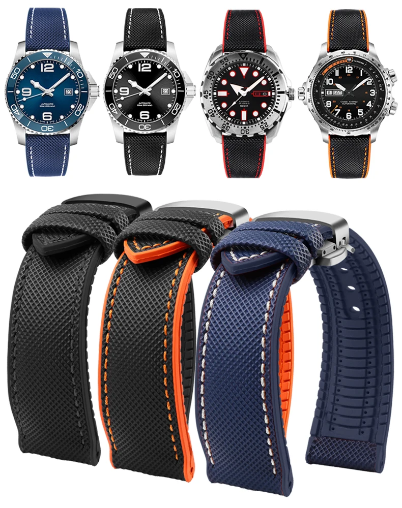 Carbon Fiber Silicone Watchband Wristband Accessories - Premium Rubber Strap in Multiple Sizes