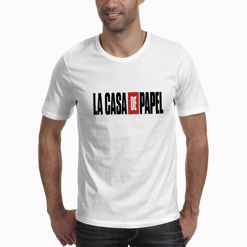 Дом Бумага футболка Для мужчин Забавный дизайн La Casa De Papel футболка деньги Heist футболки ТВ футболки "сериалы" Для мужчин короткий рукав