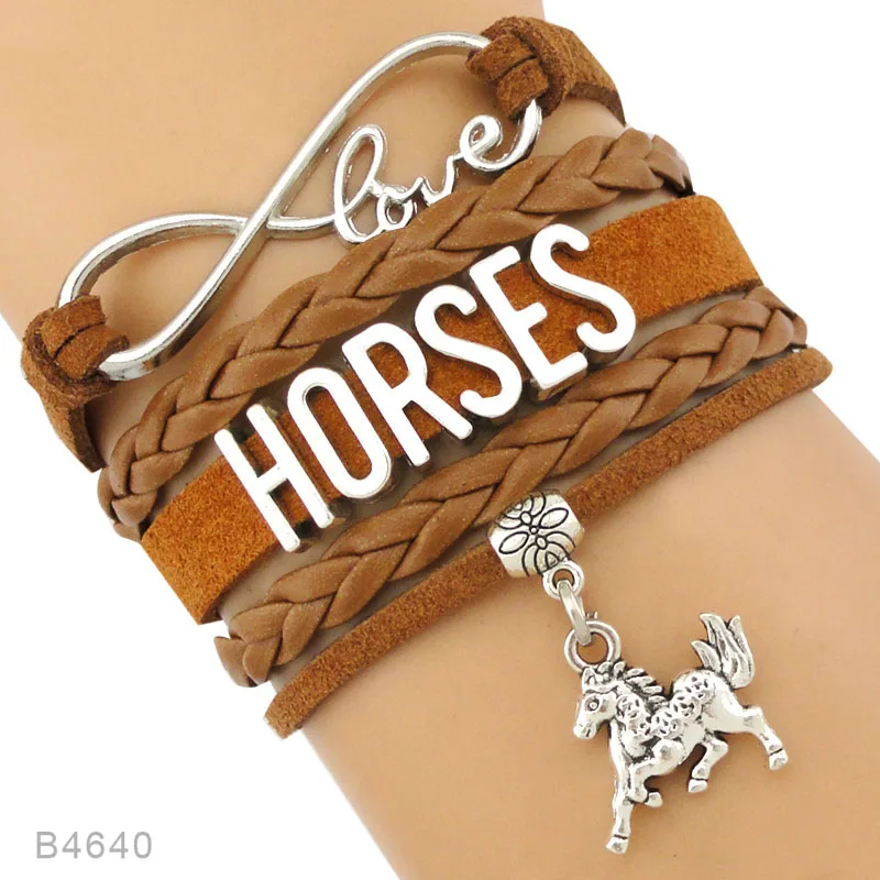 Браслеты с изображением лошади Доктор Обувь в стиле Дерби обувь для верховой езды Арабские лошади гоночный троеборью подковы браслеты с надписью "Horses" - Окраска металла: B4640