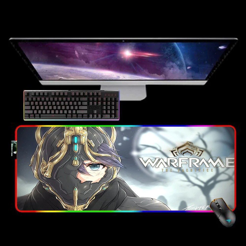 

RGB коврик для мыши 35x60, коврик для клавиатуры, игровой коврик для мыши, игровой Настольный коврик, светодиодный коврик 90x40, коврик для мыши, Warframe, Hero