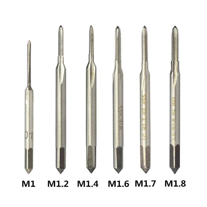 CMCP 6 шт. M1 M1.2 M1.4 M1.6 M1.7 M1.8 мини машина резьбовой кран HSS 6542 метрический винтовой кран сверло прямая пробка для флейты кран