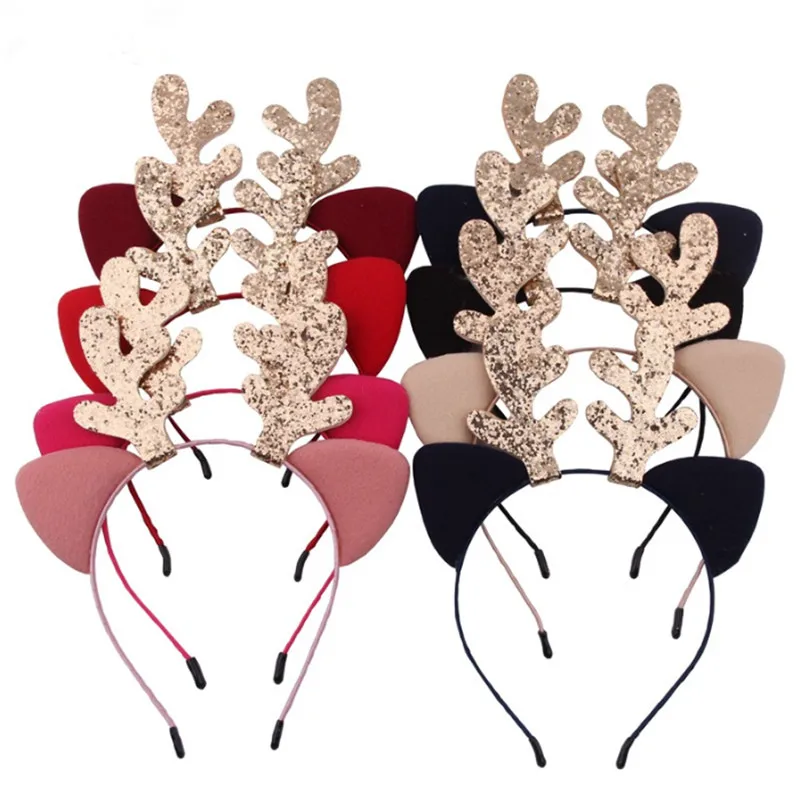 10pcs/lot New Antlers Reindeer Headband Christmas Elk Hairband Xmas Headband Accessories Hair Clasp Fancy Dress Up Party Decor