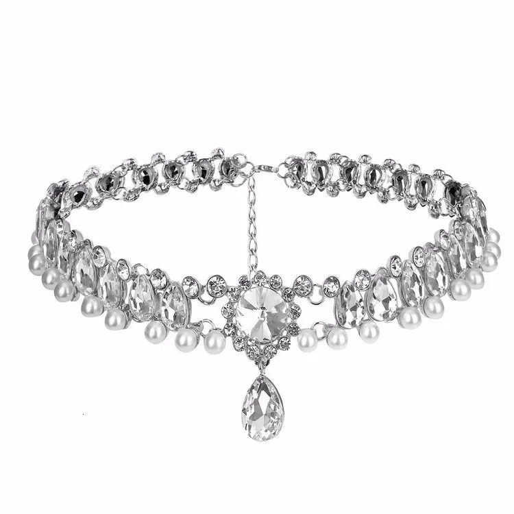 Ожерелье-чокер с кристаллами для женщин, имитация жемчуга, колье на шею, массивные стразы, бусы, ожерелье, чокер N1677