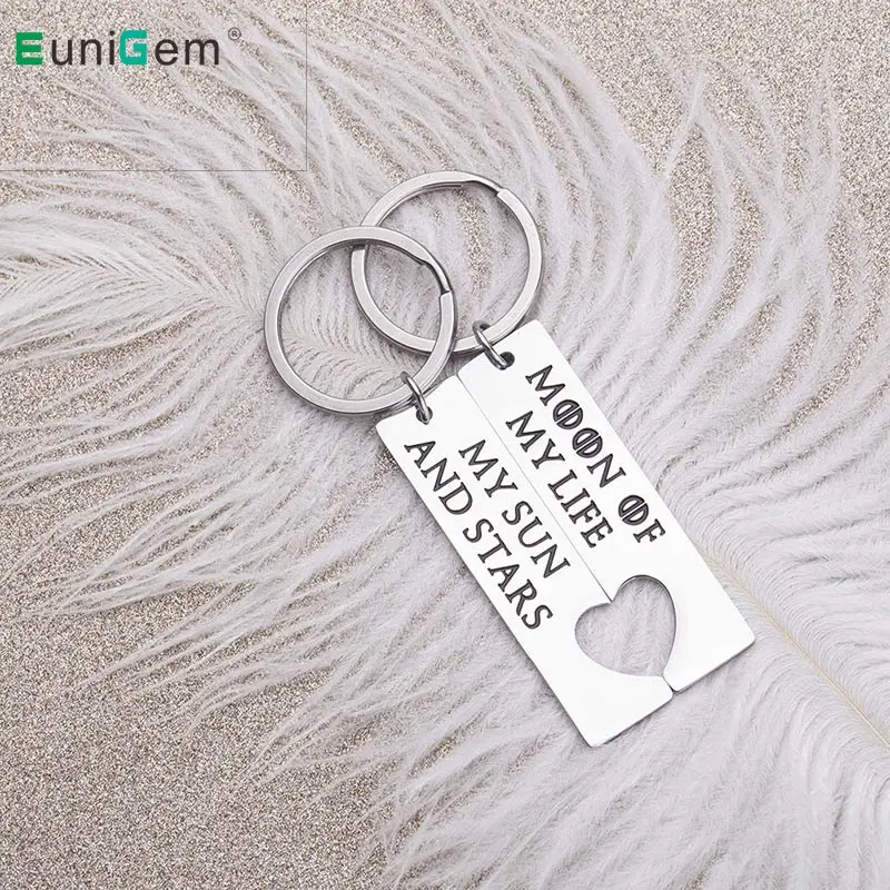 1 пара брелоков пар подарки для подруги мужа жены подарок Moon of My Life Sun and Stars Pendent