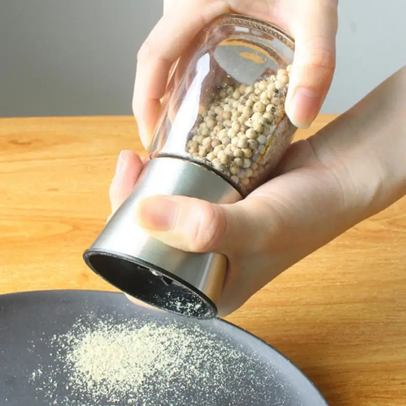 

2Pcs Portable Manual Pepper Milling Grinder Salt Spice Grinding Milling Tools Seasoning Glass Jar Mills for Home Kitchen
