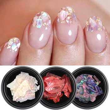 

1Box Holographic Decoration on Nails Abalone Shell Irregular Fragment 3D Natural Stone Slice DIY Charm UV Gel Manicure LABA01-18