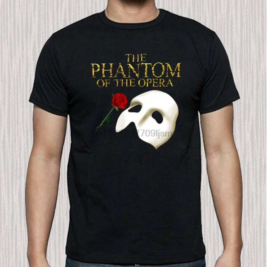 Новая мужская черная футболка с логотипом музыкальной оперы Phantom of The Opera размер
