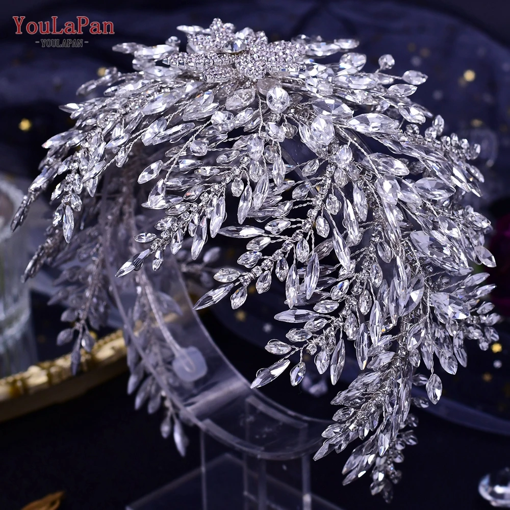 Bridal Hair Accessories Crown Headband Bridal Jewelry Set YouLaPan HP420 Wedding Accessories Bridal Headpieces Luxurious Banquet Jewelry Headdresses Bride Tiara and Crown Flower Headband