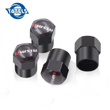 

4 Pcs/Set Carbon black Car Tire Valve Caps With Nismo Logo Car Styling Air Tyre Stems Cover Auto Motorcycle Wheel Accessories