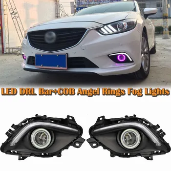 

Fog Light Kit DRL+Yellow Turn Indicator Lights+LED Bulbs COB Angel Rings Projector Lens Cover Fit For Mazda 6 Atenza 2014-2016
