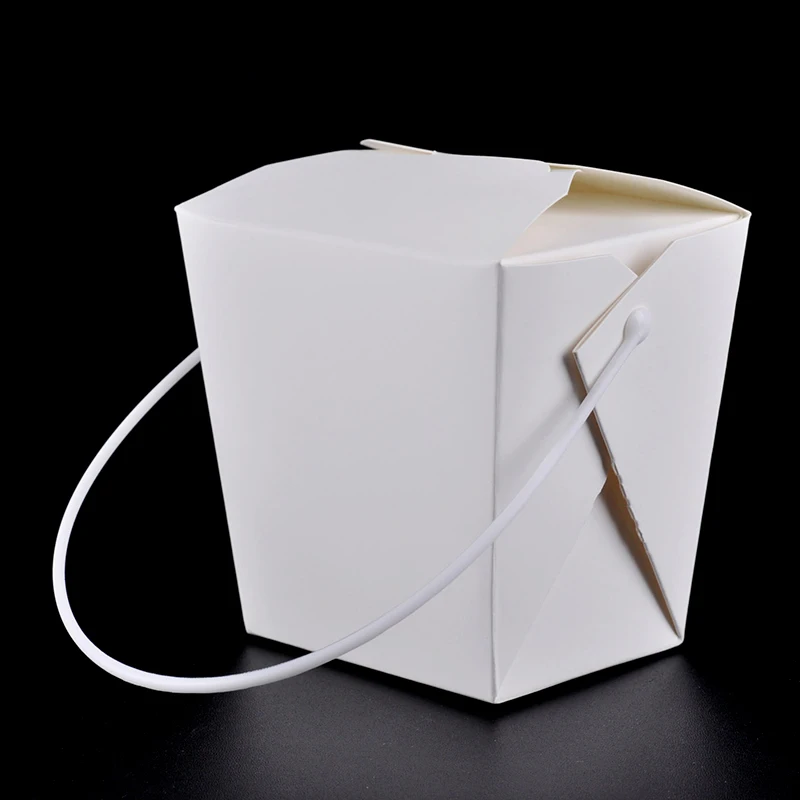 Disposable Paper Lunch Box with Handle Eco Friendly 4 size Takeaway