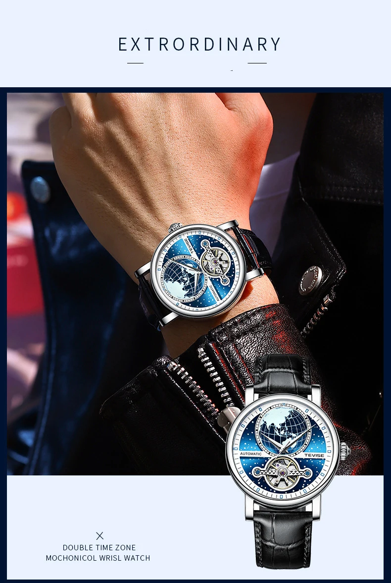 TEVISE 2022 New Luxury Automatic Watches Men Mechanical Tourbillon Waterproof Top Brand Stainless Steel Wrist Watch Relogio