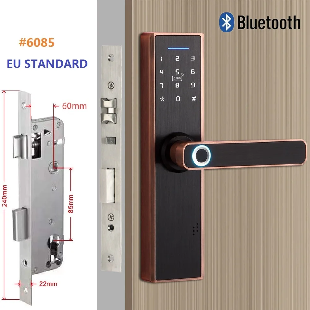 Bluetooth APP smart keyless дверной замок отпечатков пальцев, электронная карта паролей и ключ доступа для дома и отеля и квартиры и т. Д - Цвет: RB-6085(240x22mm)